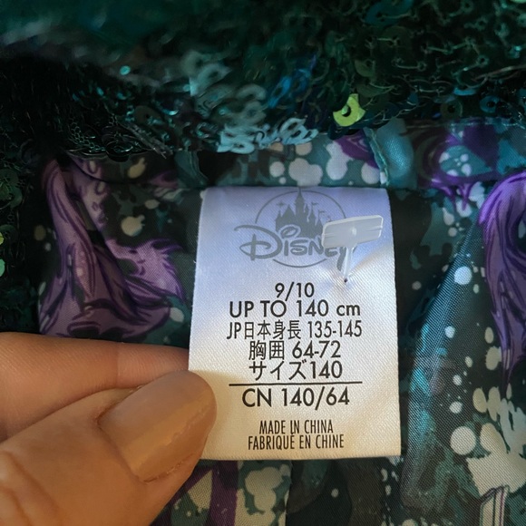 Disney Girl Blueish Green Sequin Faux Leather Zip Pockets Moto Jacket girls 9/10 - Picture 9 of 11